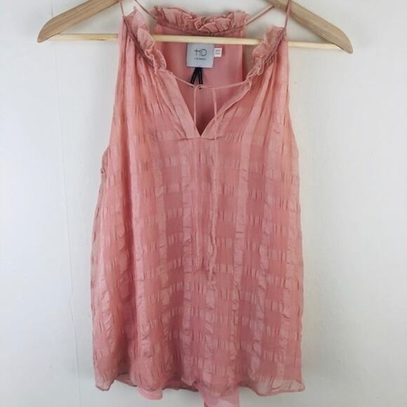 Anthropologie HD in Paris Silk Shadow Pink Pane Tank Size 2 or Small - Picture 2 of 7